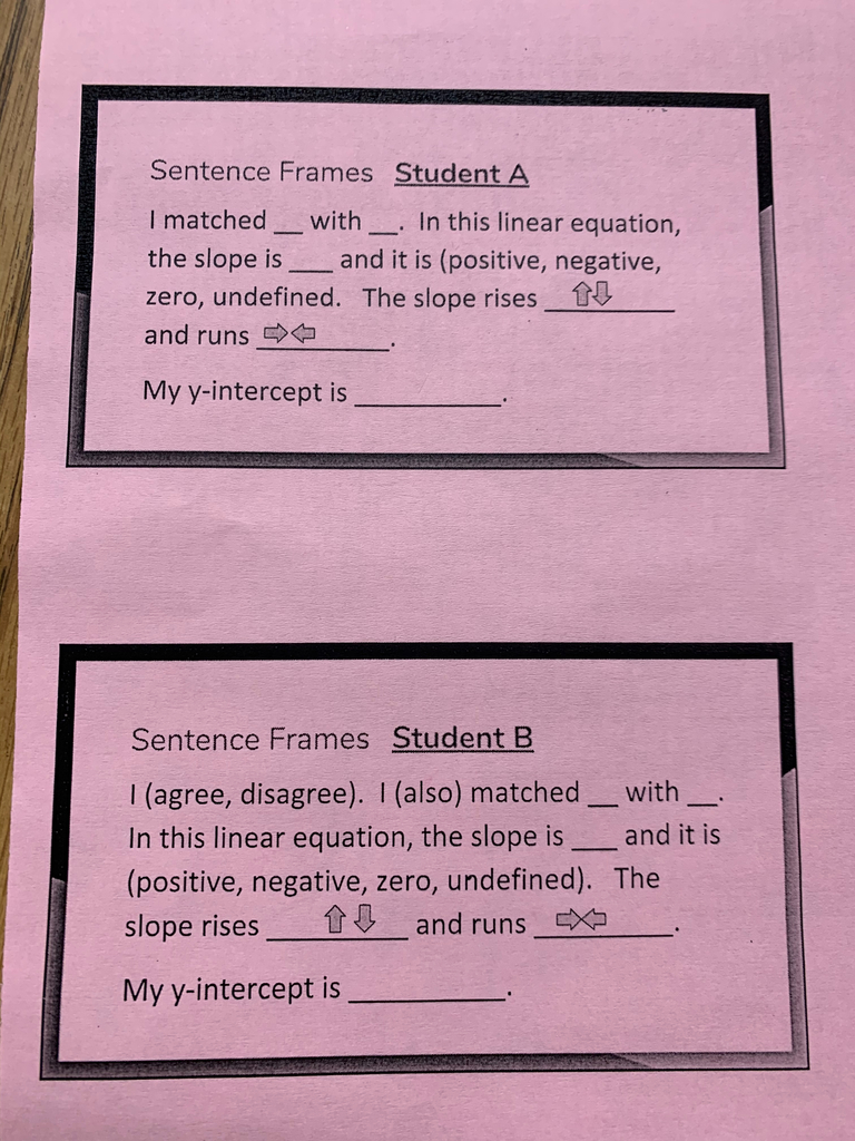 Sentence frames